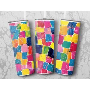 Colorful Mosaic Tumbler Wrap, Sublimation Design Tumbler